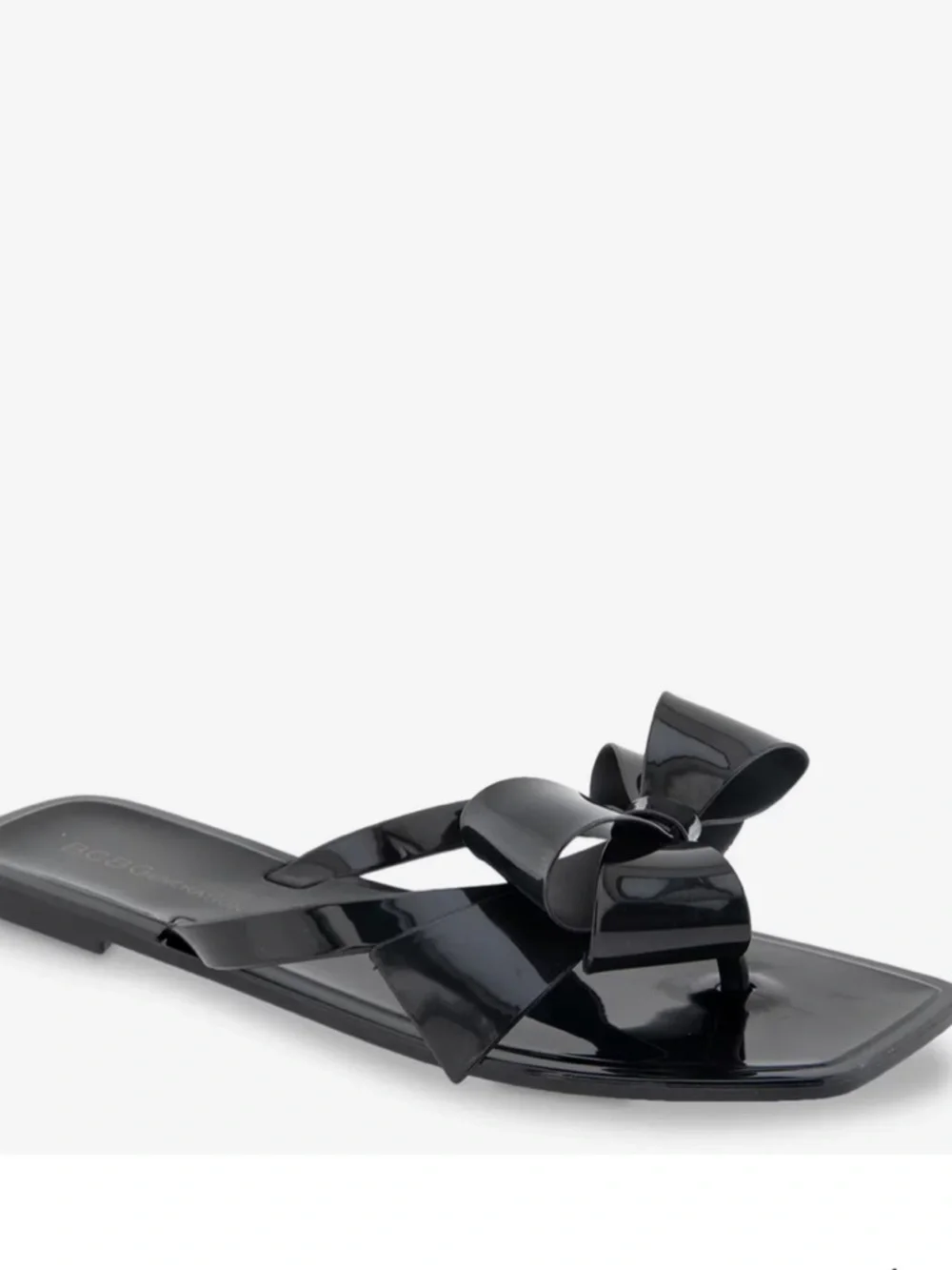 BCBGeneration Black Patent Bow Flip Sandal - Picture 2 of 11